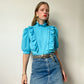 Sky Blue Western Frilly Blouse | Size M