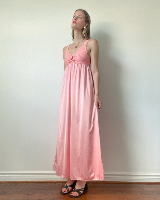 Vintage Pink Maxi Slip Dress | Size S