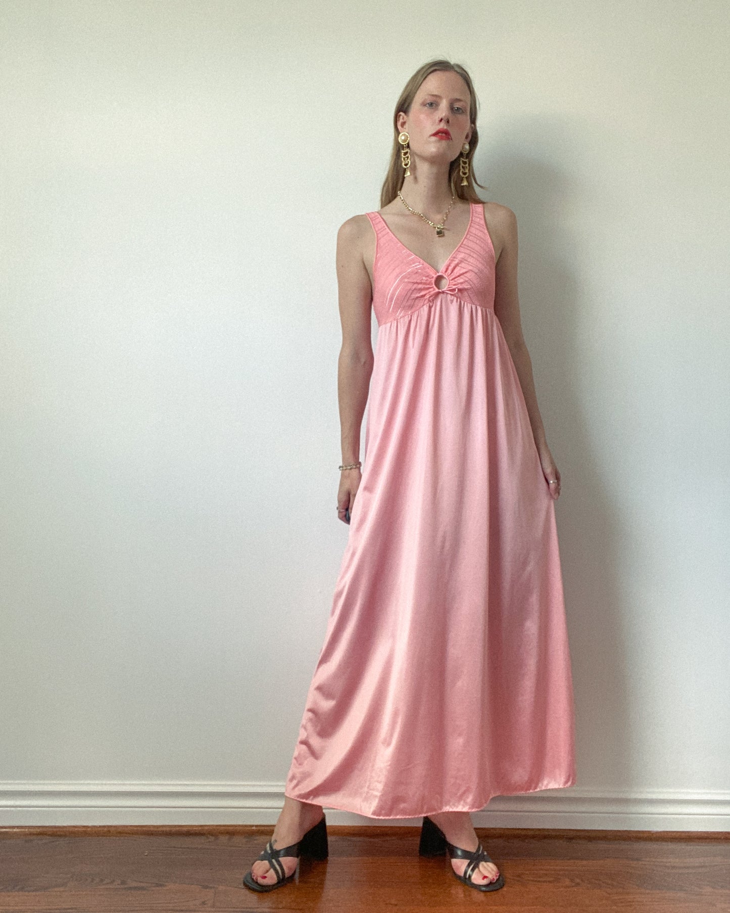 Vintage Pink Maxi Slip Dress | Size S