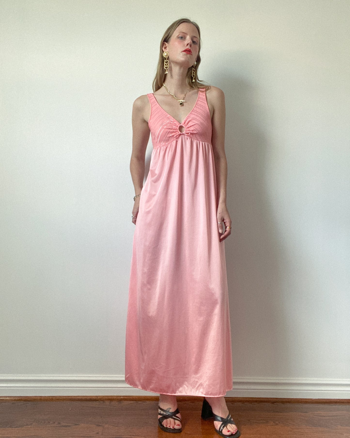 Vintage Pink Maxi Slip Dress | Size S