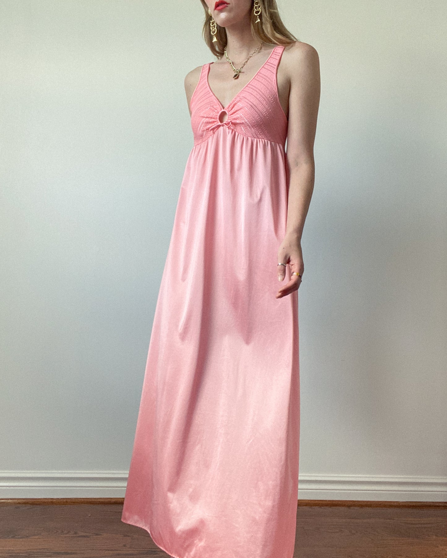 Vintage Pink Maxi Slip Dress | Size S