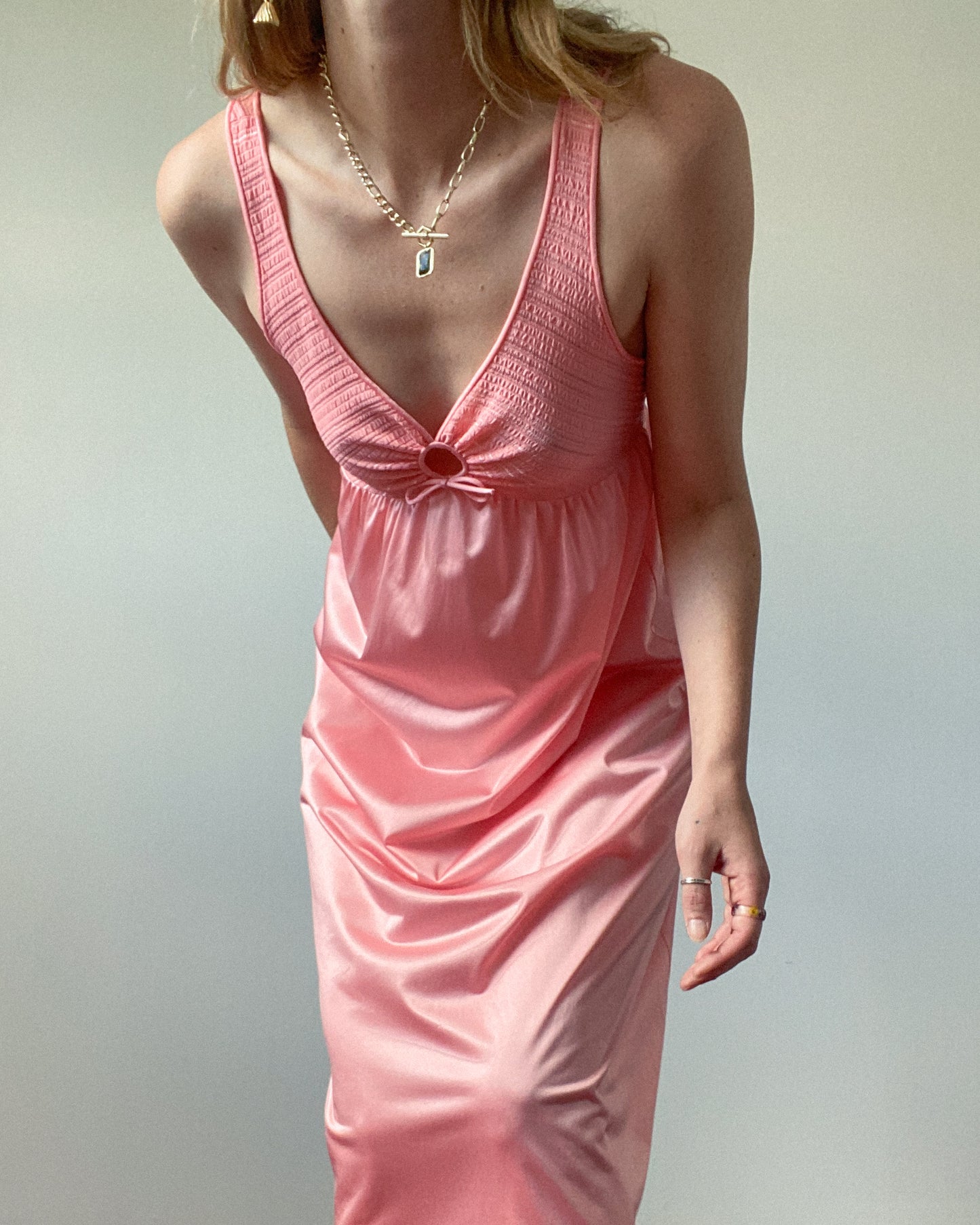 Vintage Pink Maxi Slip Dress | Size S