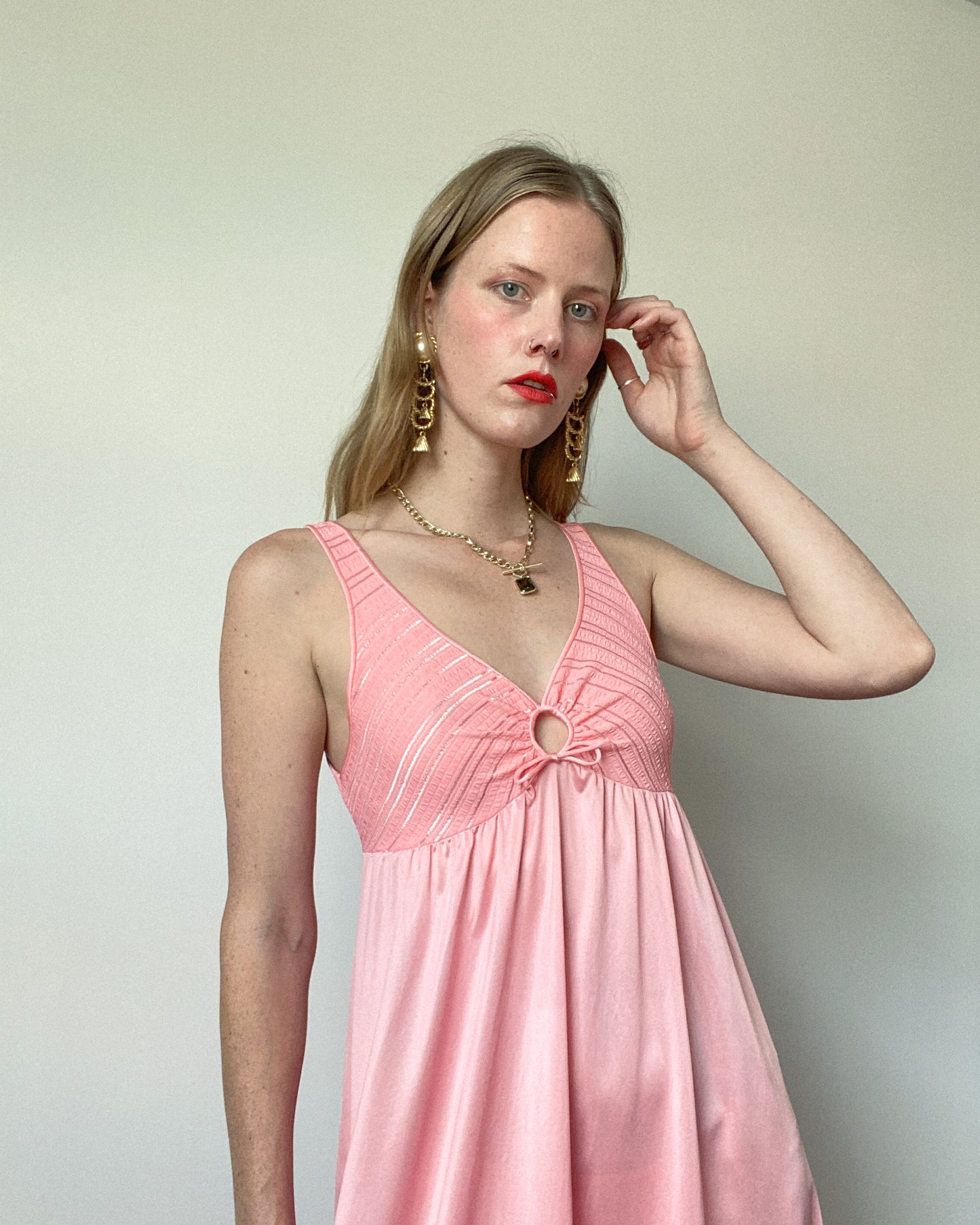 Vintage Pink Maxi Slip Dress | Size S