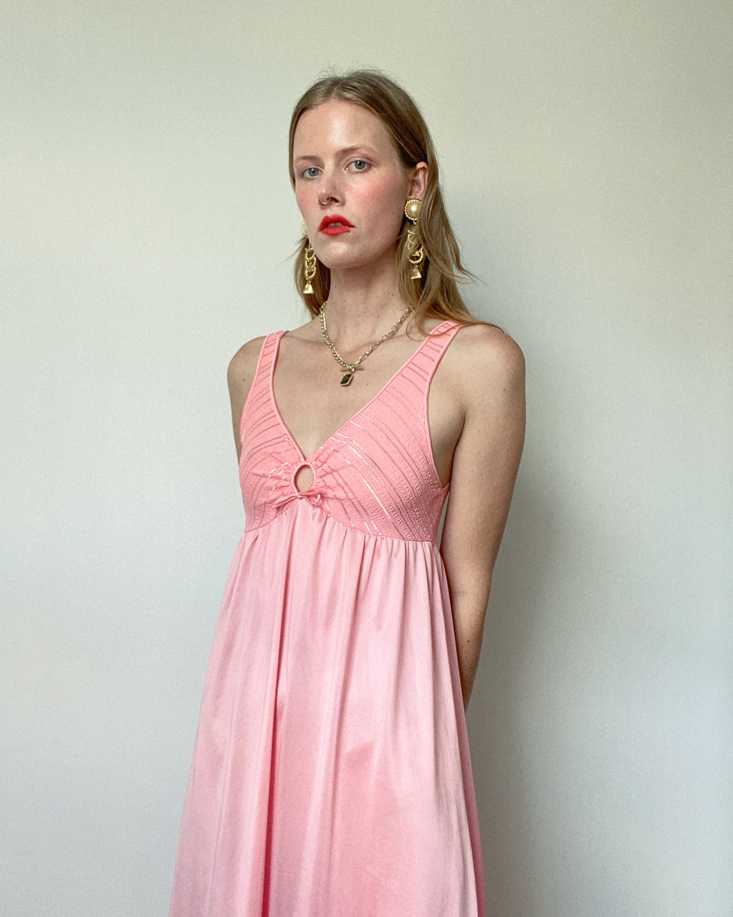 Vintage Pink Maxi Slip Dress | Size S