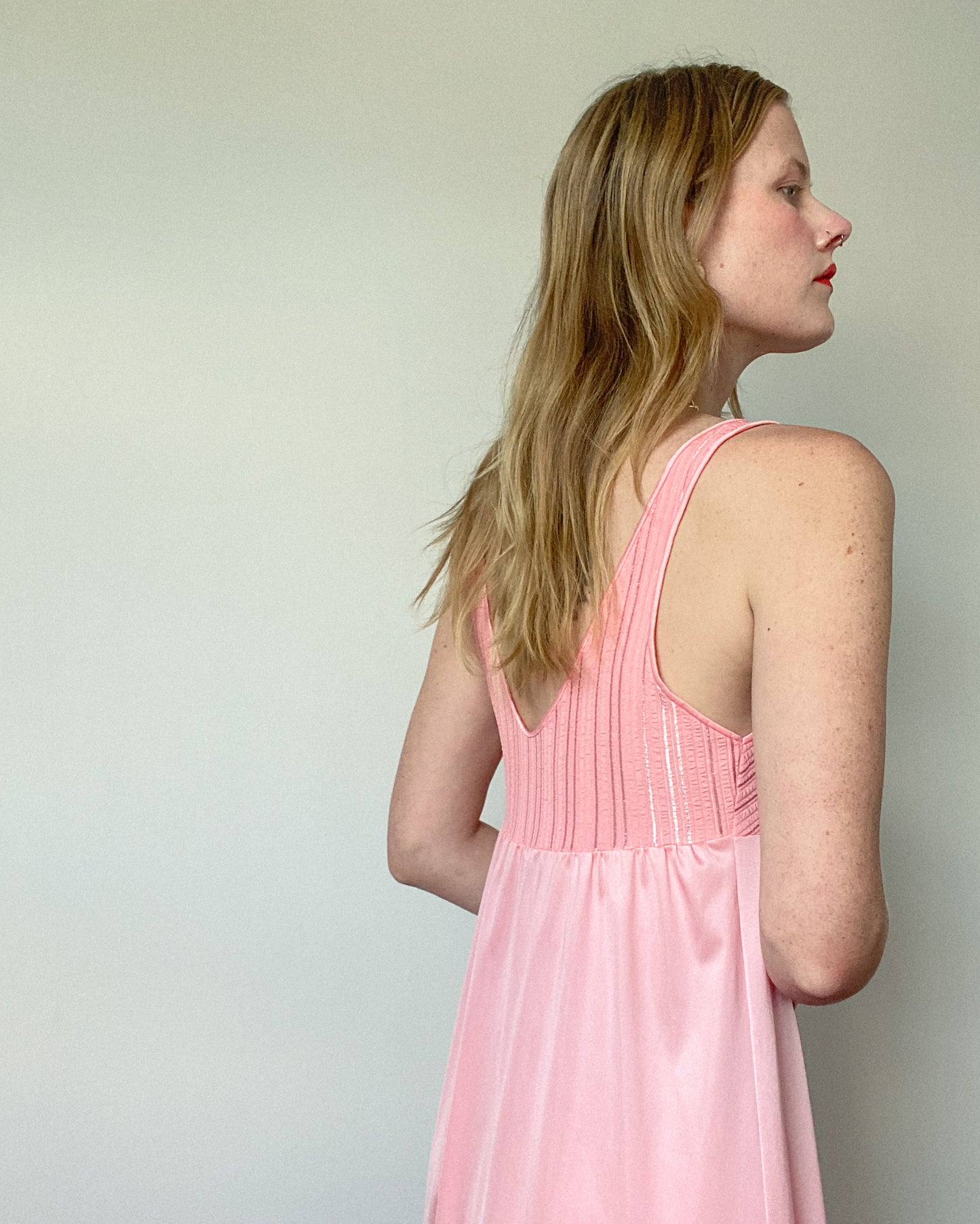 Vintage Pink Maxi Slip Dress | Size S