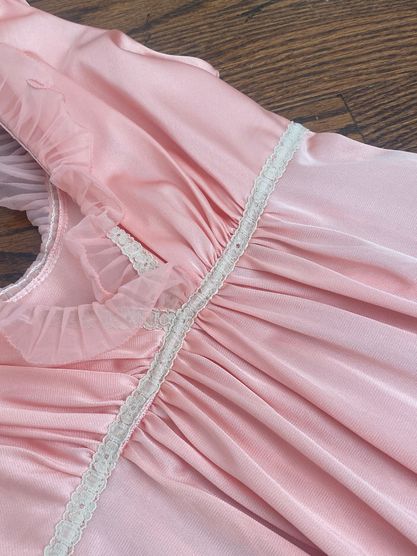 Pink Vintage Frilly Maxi Slip Dress | Size S