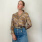 Frilly Animal Print Silk Blouse | Size M-L