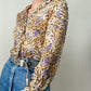 Frilly Animal Print Silk Blouse | Size M-L