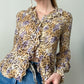 Frilly Animal Print Silk Blouse | Size M-L