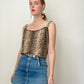 1990s Tiger Print & Sequin Tank Top| Size XL