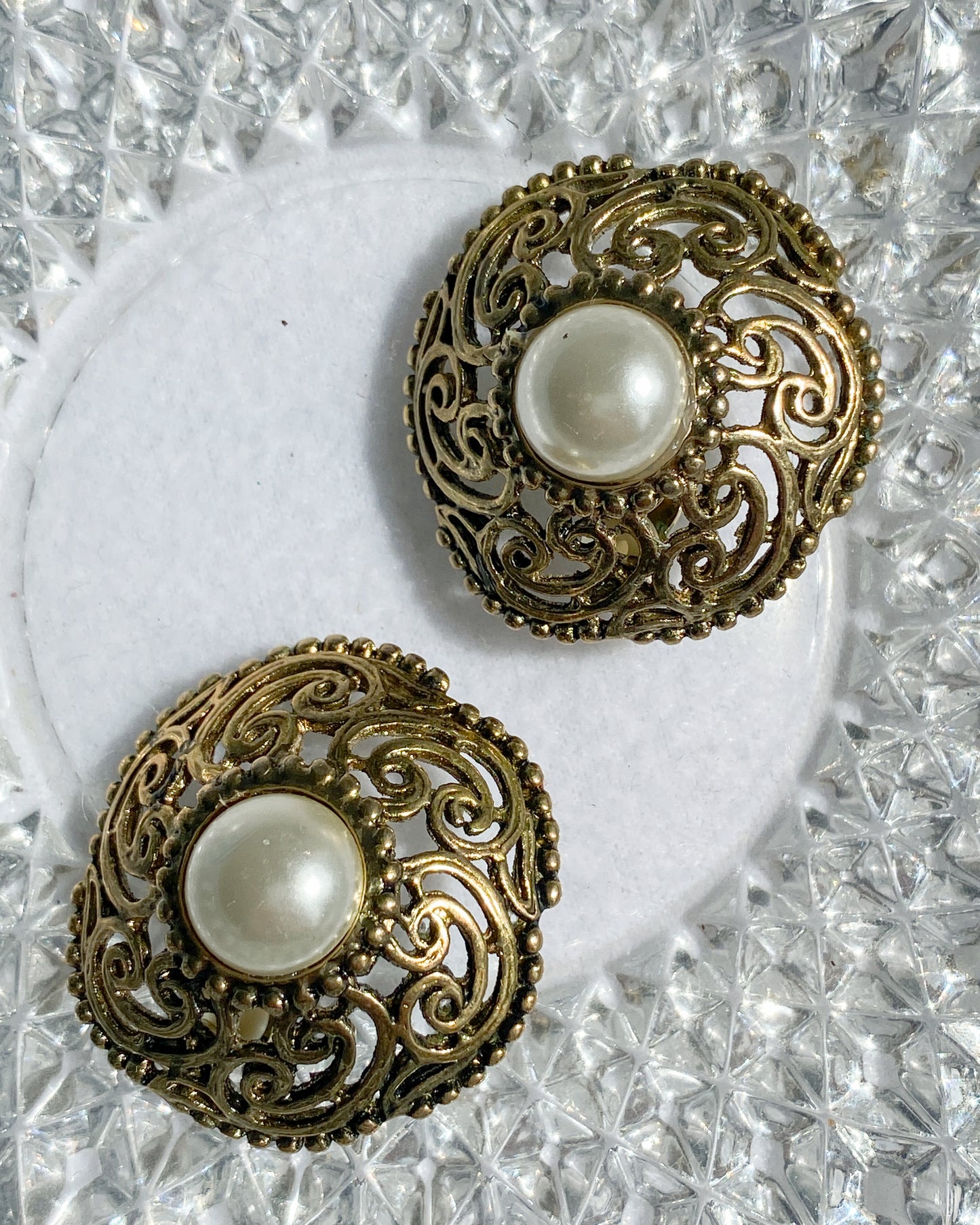 Gold & Pearl Clip On Earrings