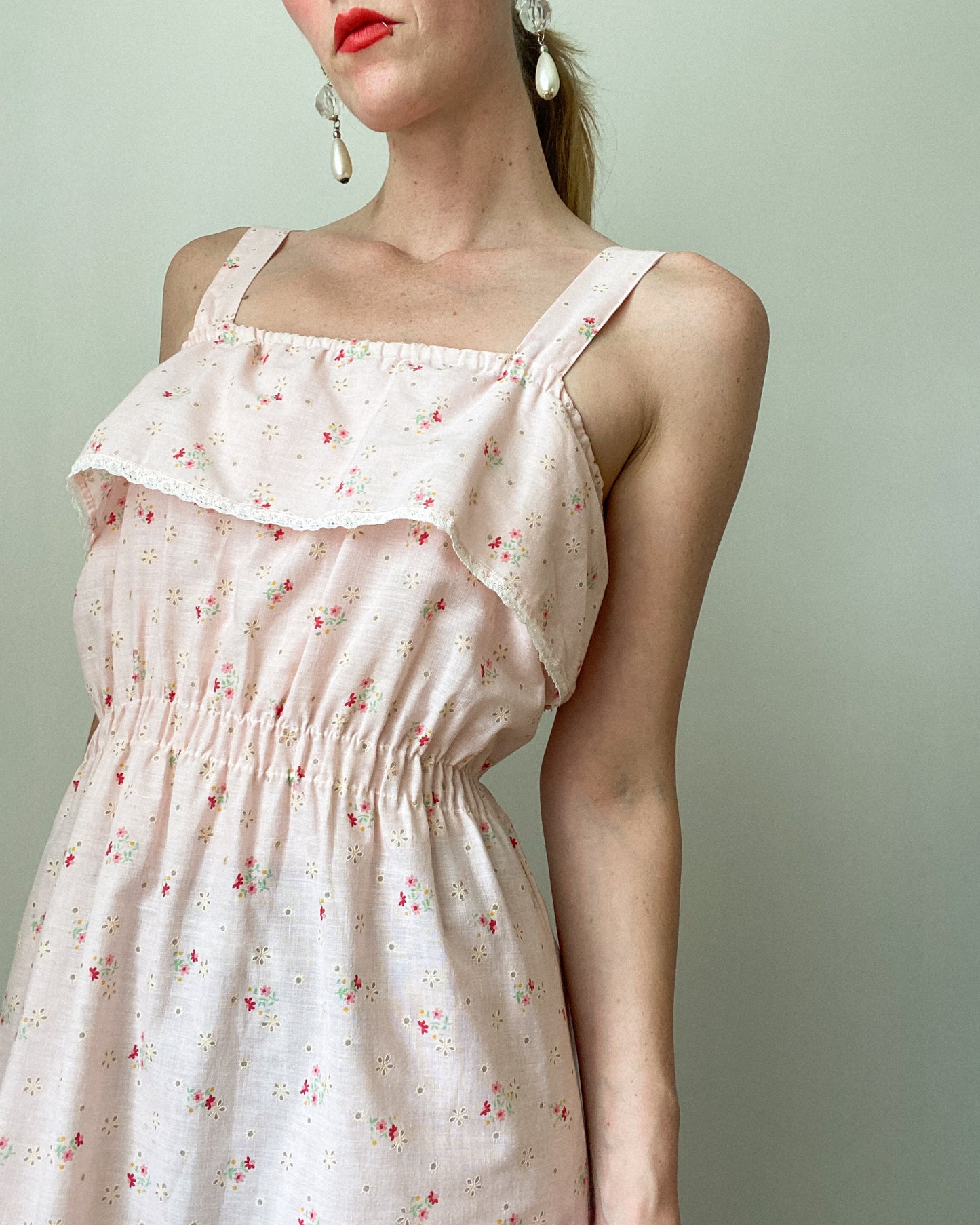 Sweetie Pink Floral Dress with Elastic Waist | Size M/L