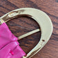 Vintage Magenta Leather Belt with Gold Buckle | 30-34" Waist