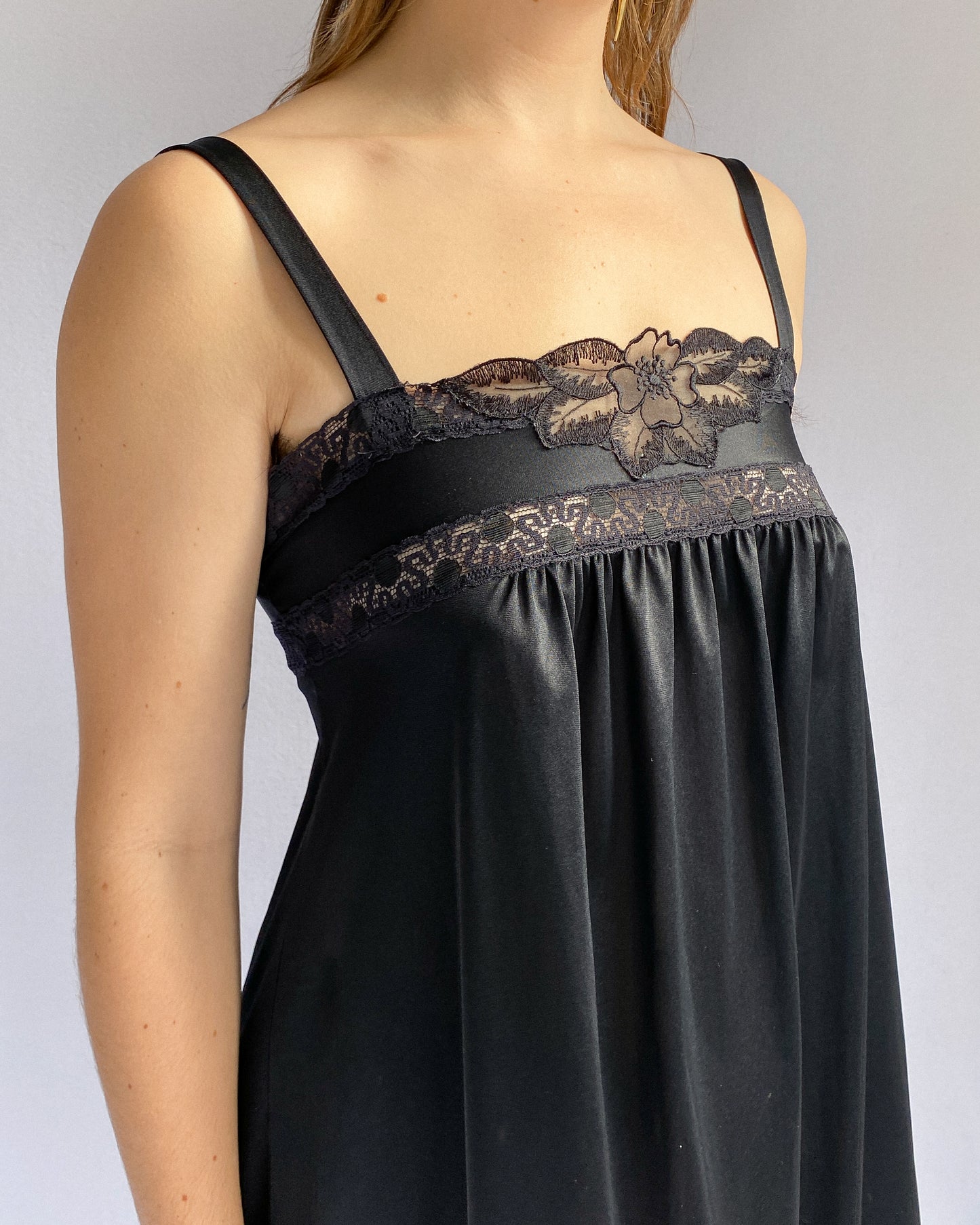 Black & Lace Maxi Slip Dress | 8-9