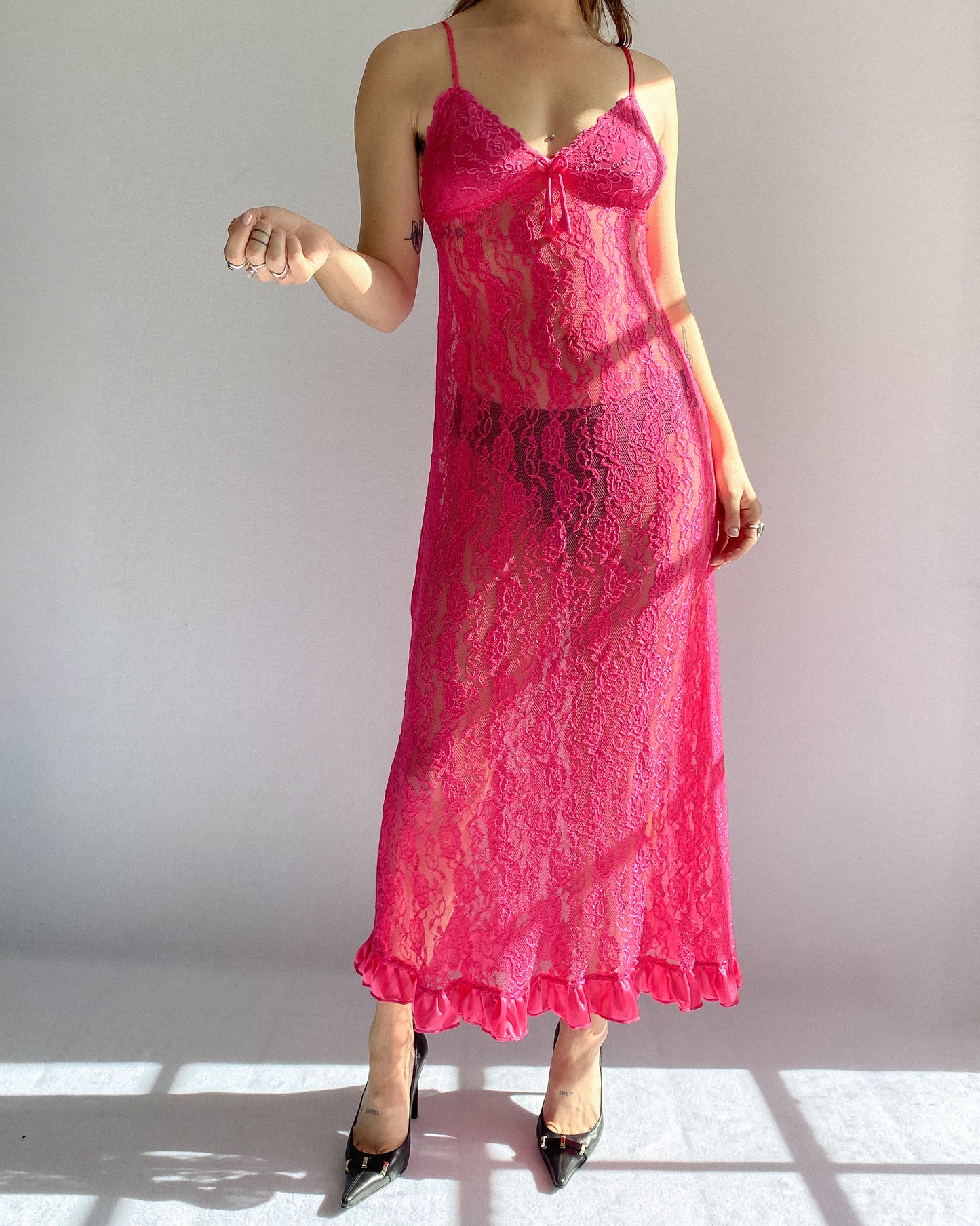 Hot Pink Lace Slip Dress | 8-10