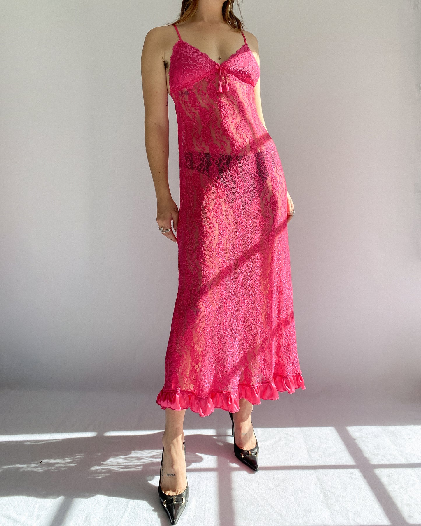 Hot Pink Lace Slip Dress | 8-10