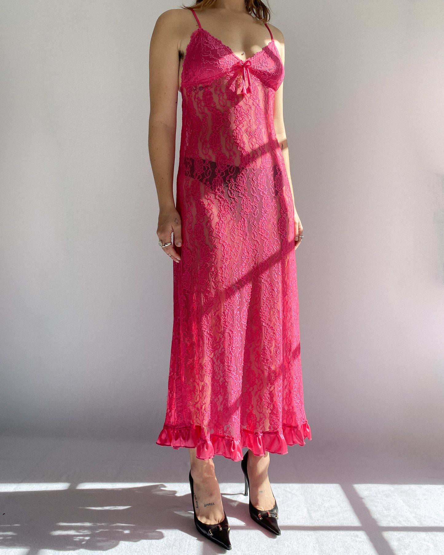 Hot Pink Lace Slip Dress | 8-10