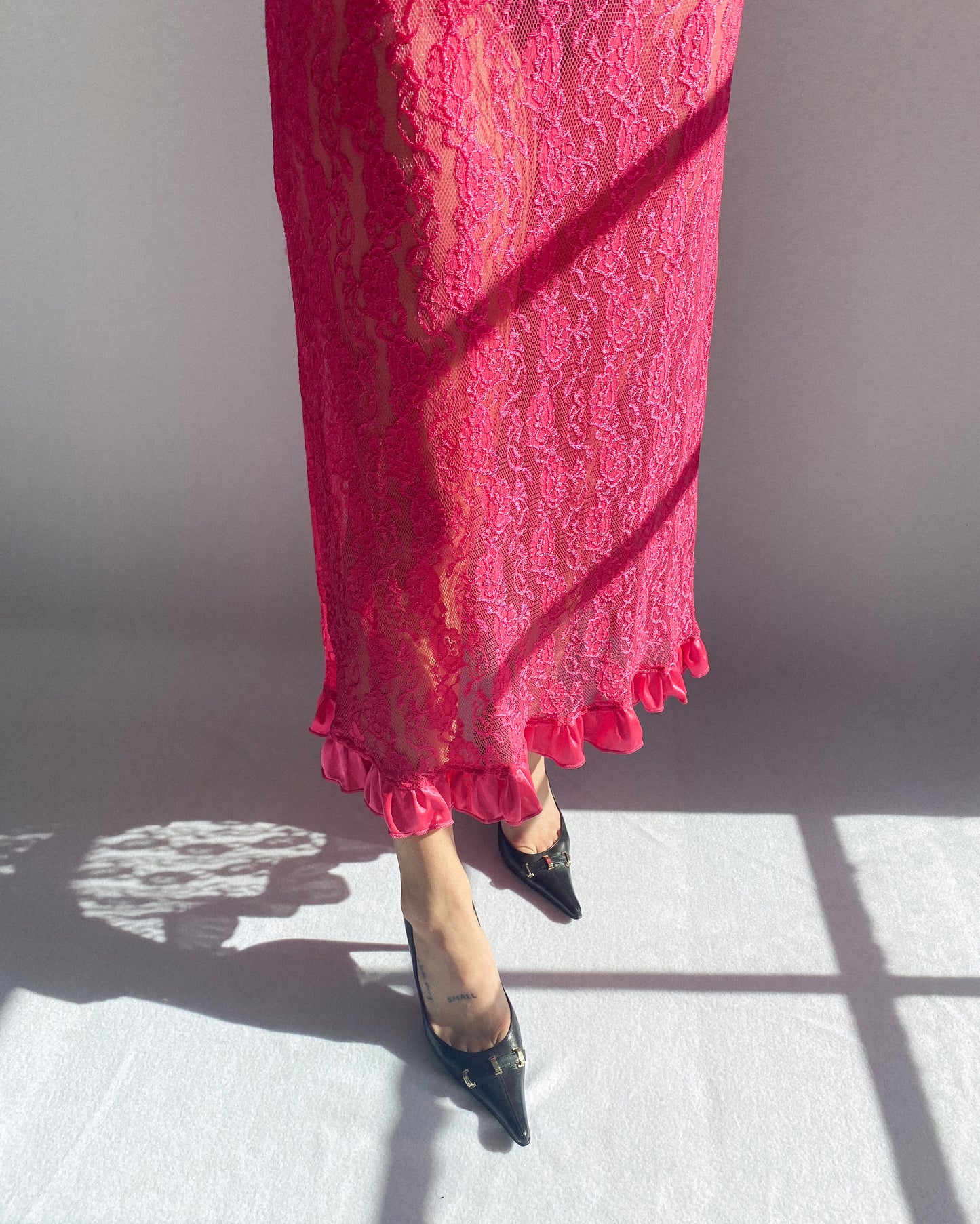 Hot Pink Lace Slip Dress | 8-10