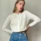 Vintage Cream Cardigan with Floral Embroidery | XS/S Size