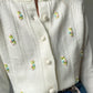 Vintage Cream Cardigan with Floral Embroidery | XS/S Size