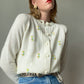 Vintage Cream Cardigan with Floral Embroidery | XS/S Size