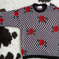 1980s Eaton Checkered & Rose Knit Sweater | Size S