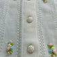 Vintage Cream Cardigan with Floral Embroidery | XS/S Size