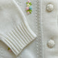 Vintage Cream Cardigan with Floral Embroidery | XS/S Size