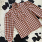 Western Plaid Glittery Blouse with Frills | Size S/M-M