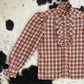 Western Plaid Glittery Blouse with Frills | Size S/M-M