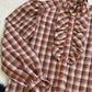 Western Plaid Glittery Blouse with Frills | Size S/M-M