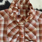 Western Plaid Glittery Blouse with Frills | Size S/M-M