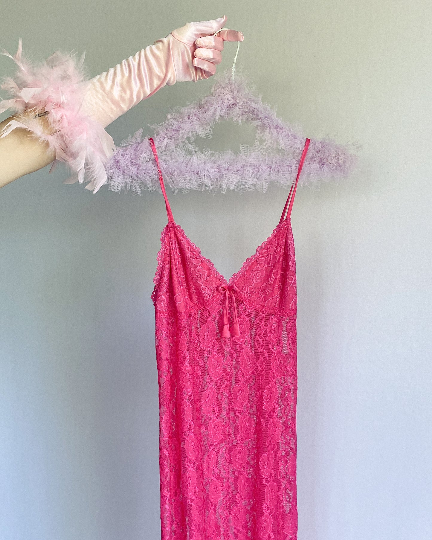 Hot Pink Lace Slip Dress | 8-10