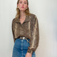 Vintage Glittery Snake Skin Pattern Bomber Jacket | Size M-XL