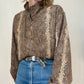 Vintage Glittery Snake Skin Pattern Bomber Jacket | Size M-XL