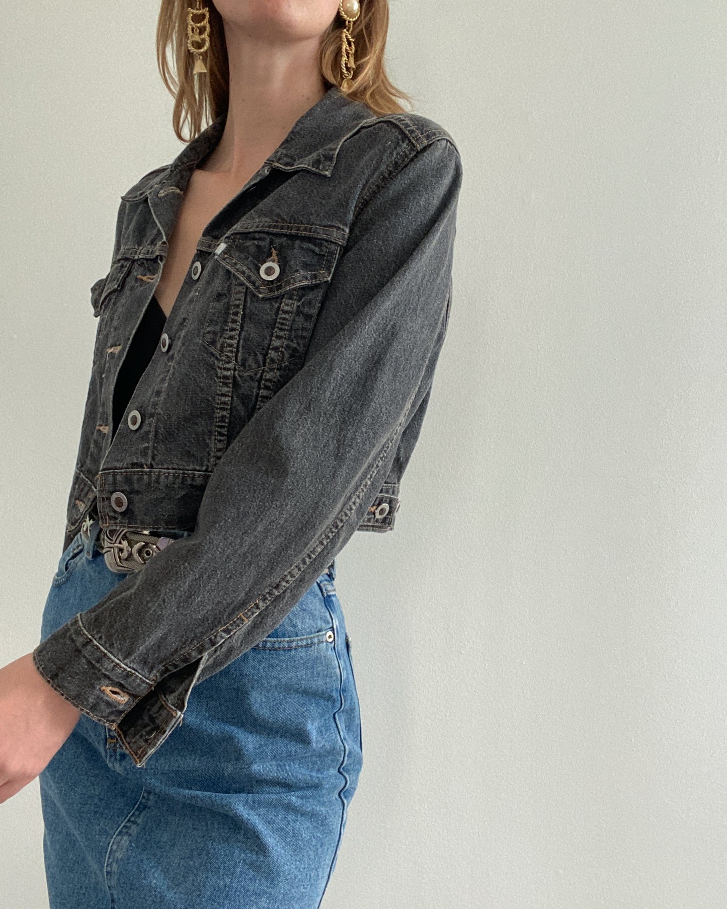 1990s Levi's Silver Tab Cropped Denim Jacket | Size XS-M