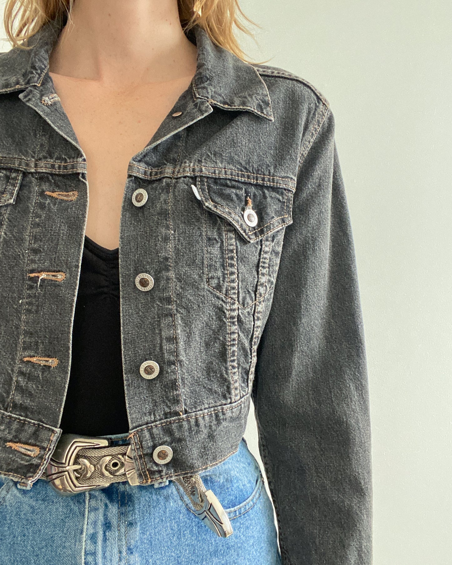 1990s Levi's Silver Tab Cropped Denim Jacket | Size XS-M