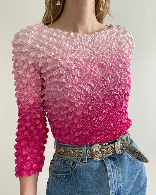 Pink Ombre Popcorn Top | Size S-L