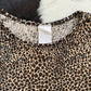 1990s Cheetah Print Velour Short Sleeve Top | Size L