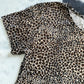 1990s Cheetah Print Velour Short Sleeve Top | Size L