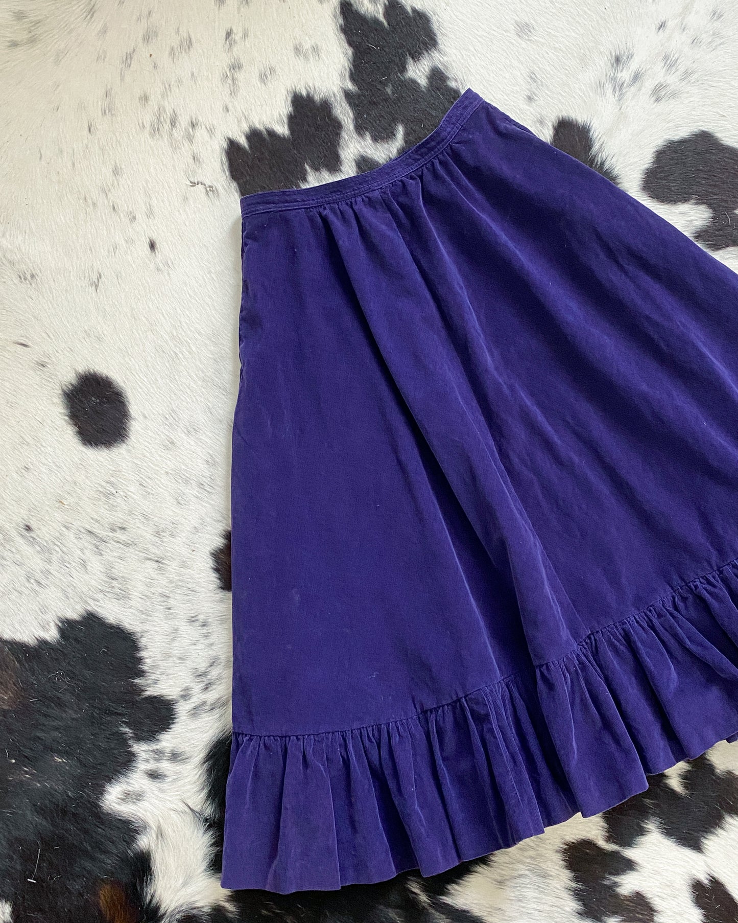 Vintage Dark Purple Cottagcore Corduroy Skirt | Size M