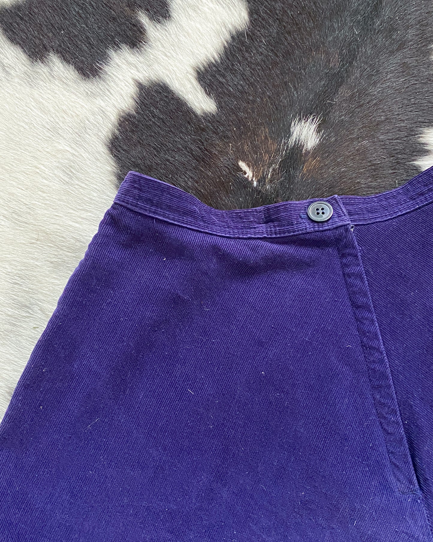 Vintage Dark Purple Cottagcore Corduroy Skirt | Size M