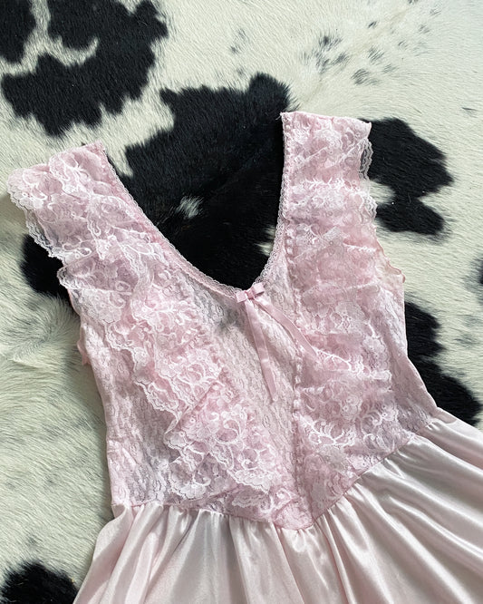 Baby Pink Lace Peplum Top, Made in USA | Size S-M