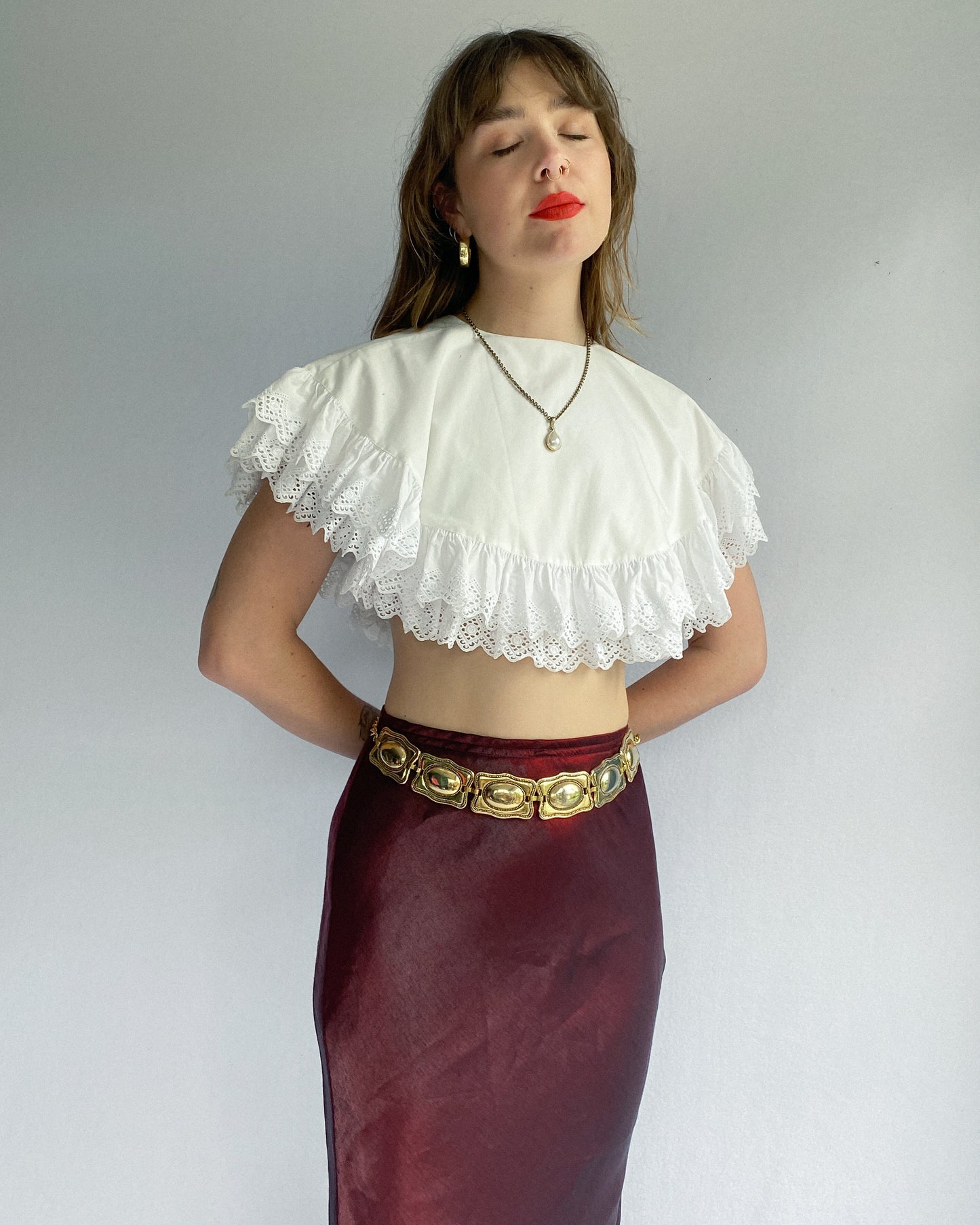 1990s Maroon Iridescent Maxi Skirt, Made in NZ | 10/12