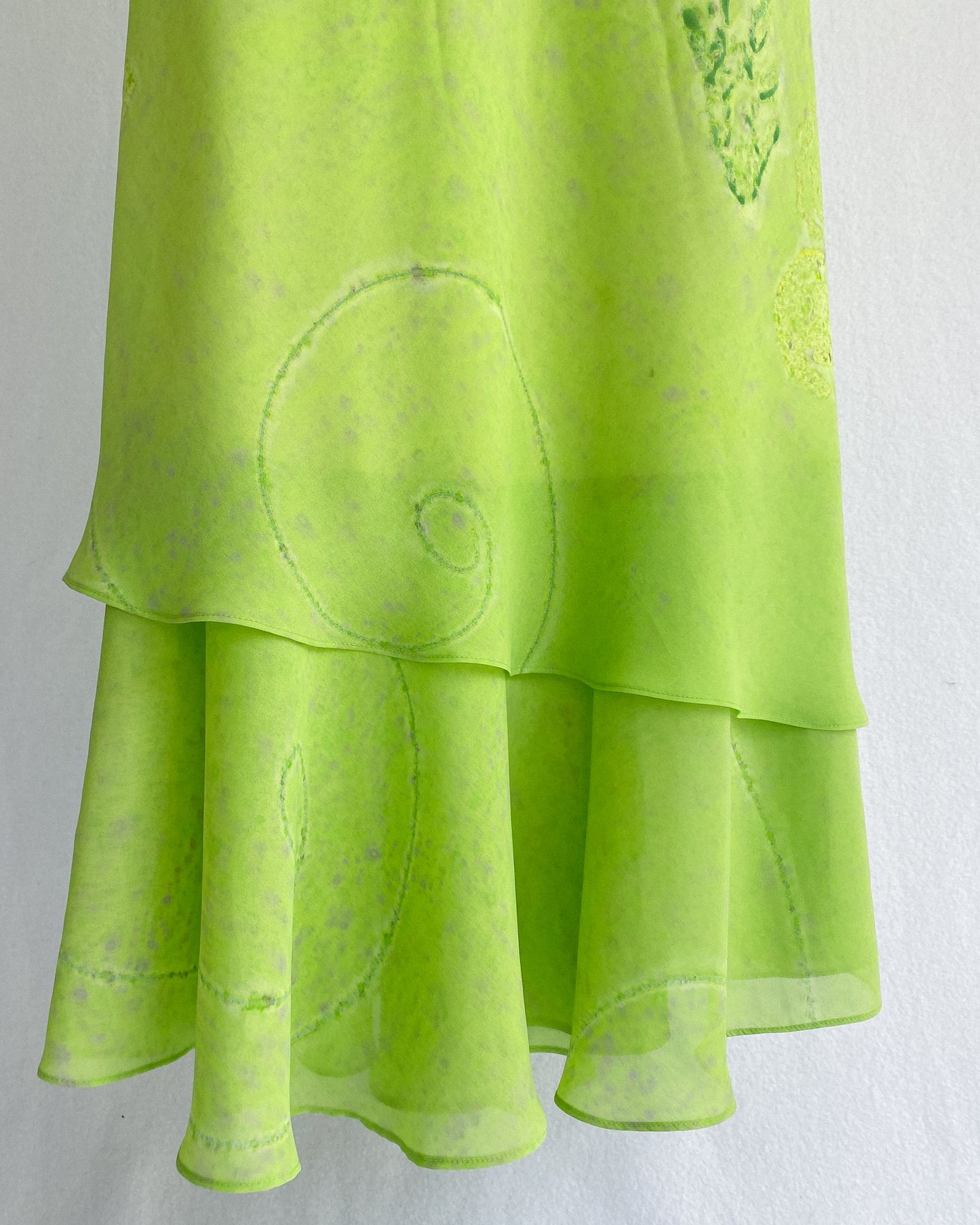 Vintage Green Chiffon Dress, Made in AUS | 10/12