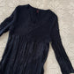 Y2K Black Crinkle Longsleeve Blouse | Size M