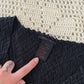 Y2K Black Crinkle Longsleeve Blouse | Size M