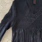 Y2K Black Crinkle Longsleeve Blouse | Size M