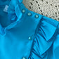 Sky Blue Western Frilly Blouse | Size M