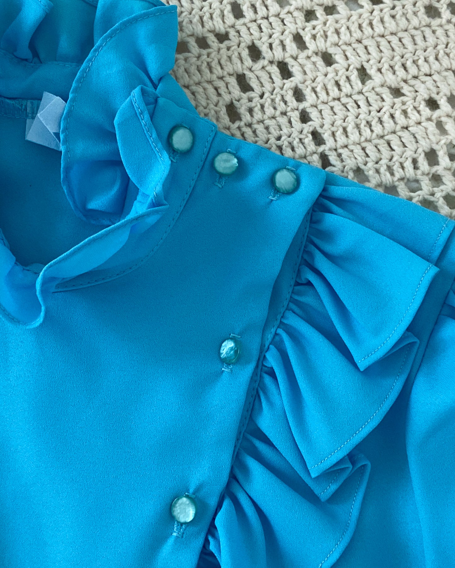 Sky Blue Western Frilly Blouse | Size M